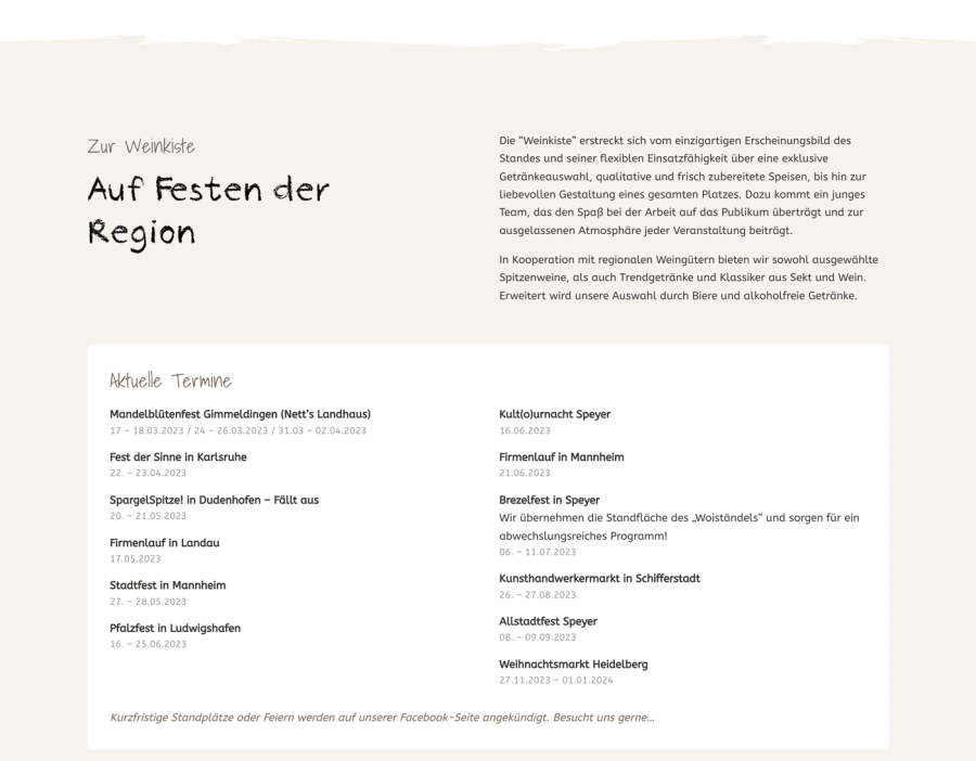 Webseite Zur Weinkiste