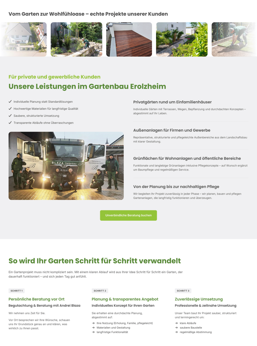 Webseite Blaza Gartenbau