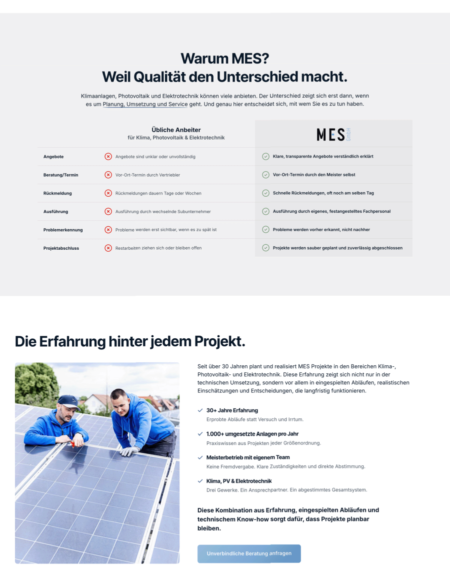 Webseite MES Klimatechnik