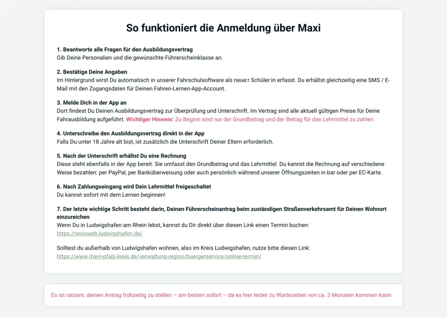 Webseite Fahrschule Klaus