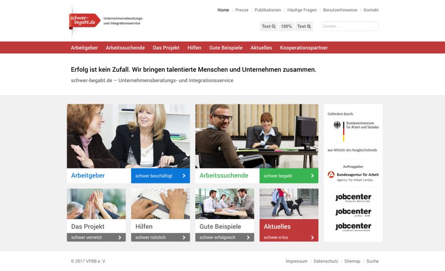 Webseite schwer begabt Inklusionsportal