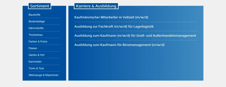 Webseite Schultz Bauzentrum