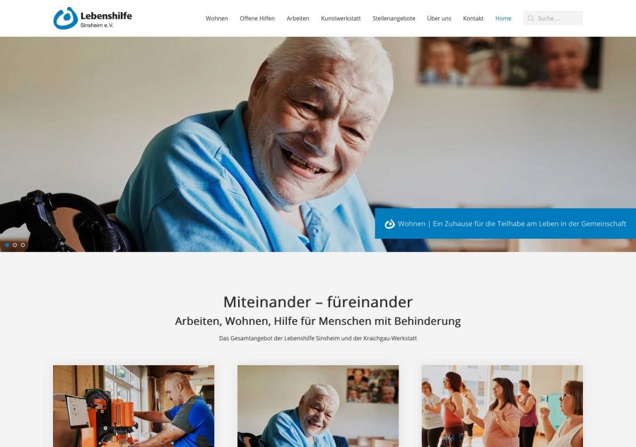 Webseite Lebenshilfe Sinsheim / Kraichgau Werkstatt