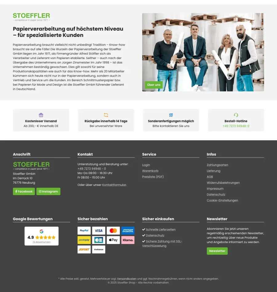 Webseite Stoeffler Shop