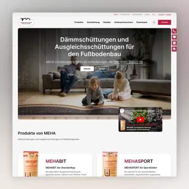 Webseite MEHA Dämm- und Ausgleichsschüttungen