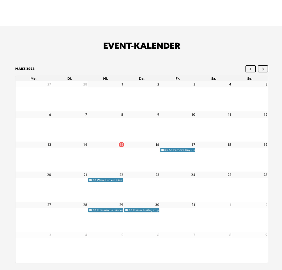Webseite mein event shop