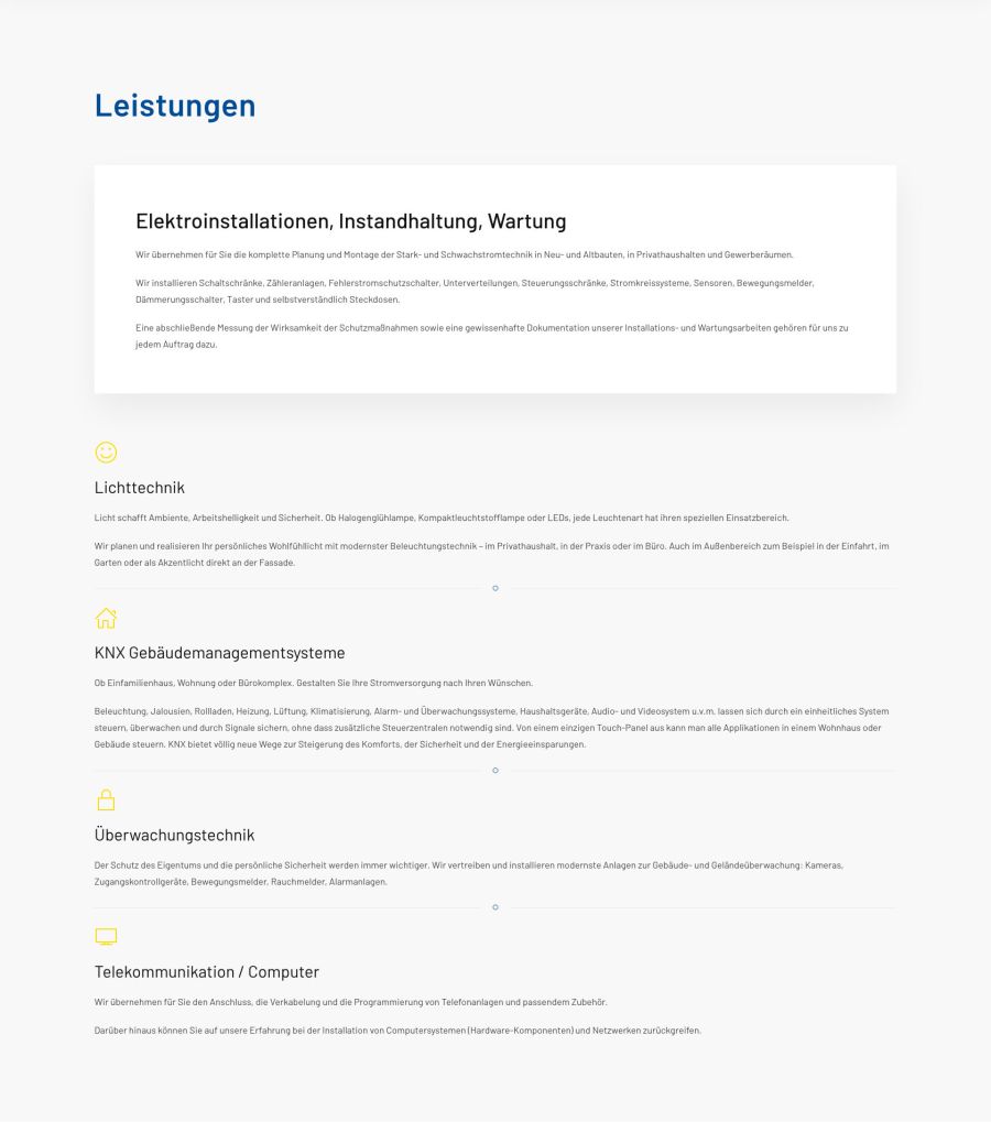 Webseite Hauck Elektrotechnik