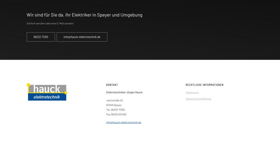 Webseite Hauck Elektrotechnik