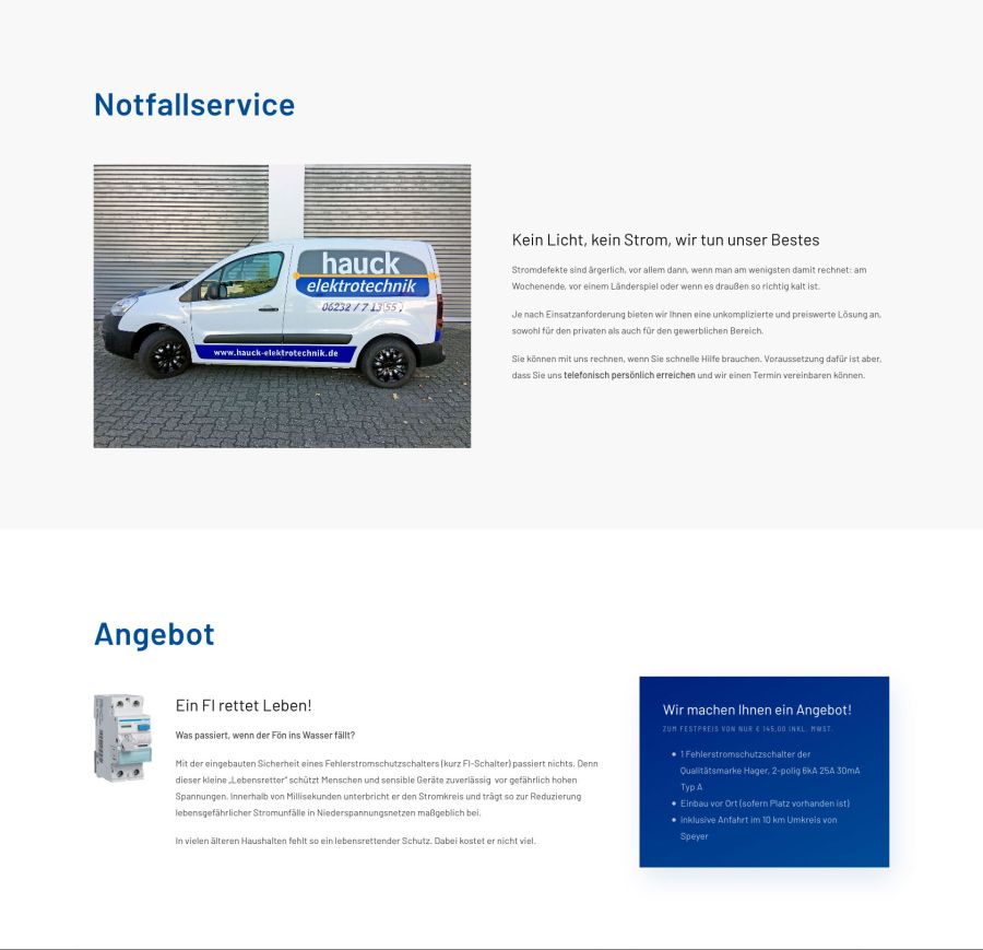 Webseite Hauck Elektrotechnik