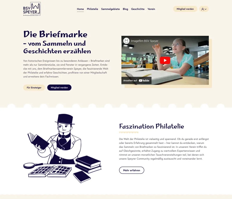 Webseite Briefmarkensammlerverein e.V. Speyer