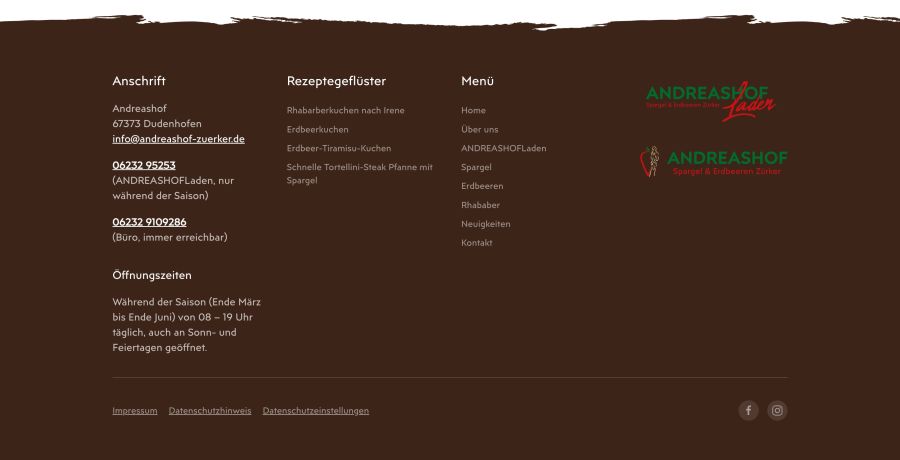 Webseite Andreashof Zürker