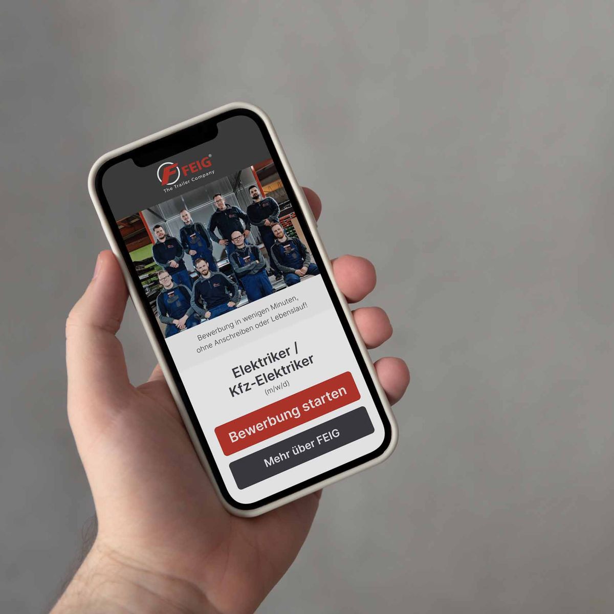 Feig Recruiting Funnel auf einem Smartphone