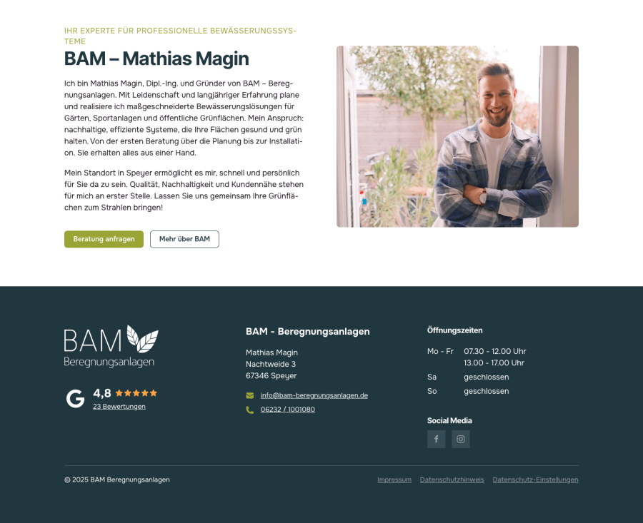 Webseite BAM Beregnungsanlagen