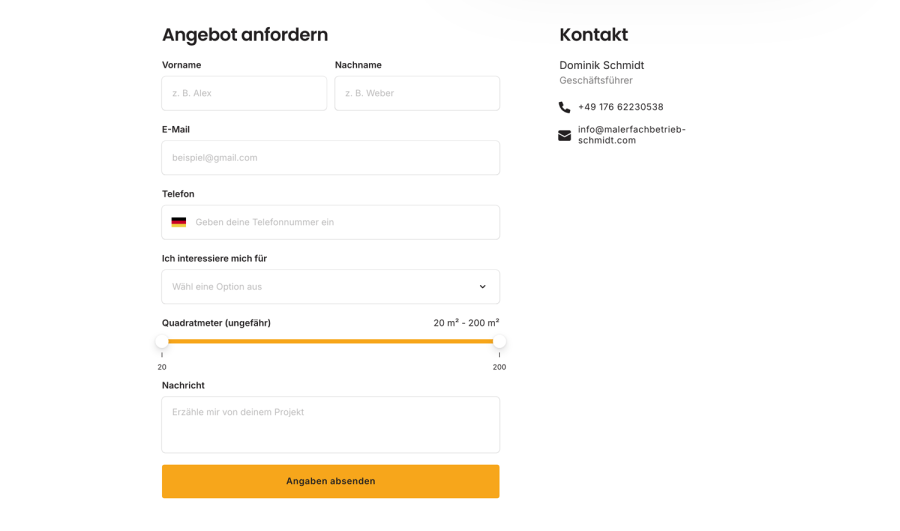 Webseite Schmidt Malerfachbetrieb