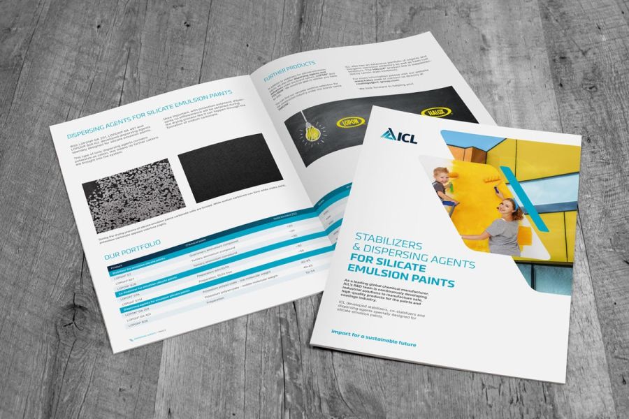 Print für ICL Produktbroschüre Silikatfarben