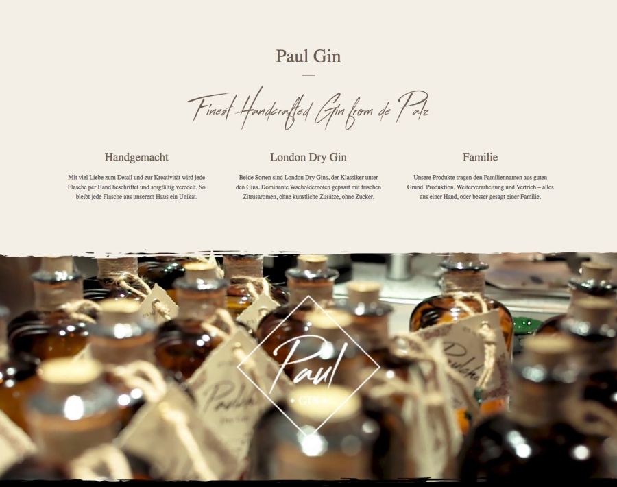 Webseite Paul Gin Handcrafted Gin