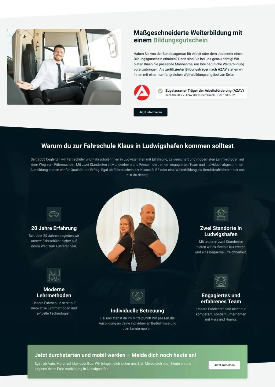 Webseite Fahrschule Klaus