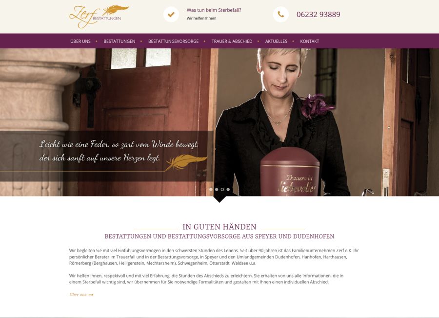 Webseite Bestattungen Zerf