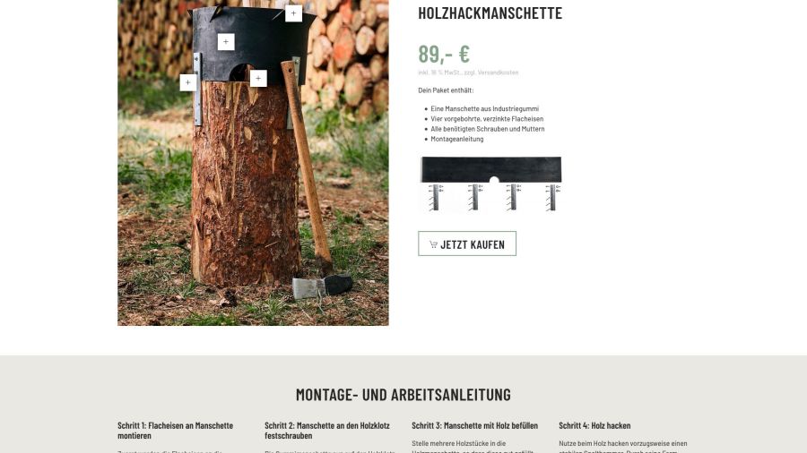 Webseite Holzhackmanschette
