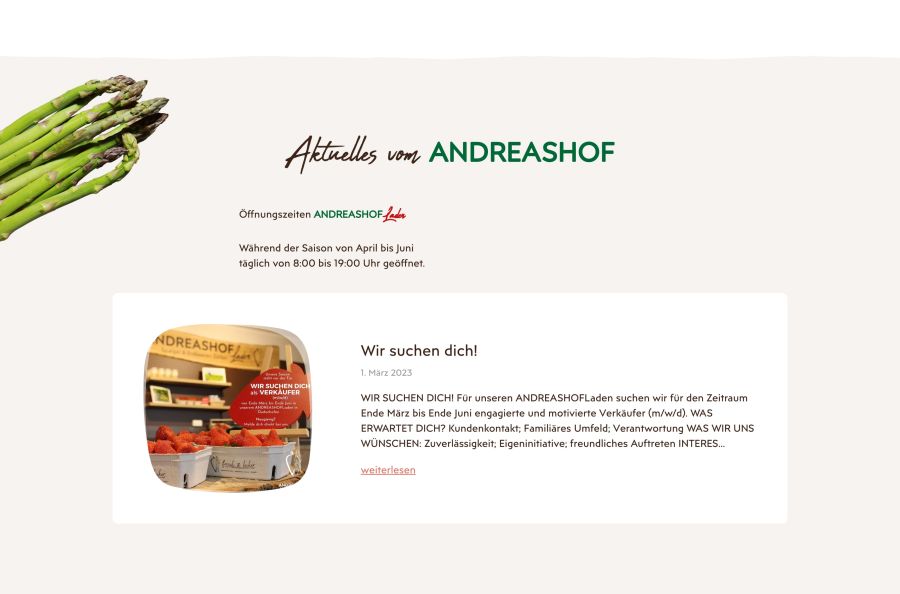 Webseite Andreashof Zürker
