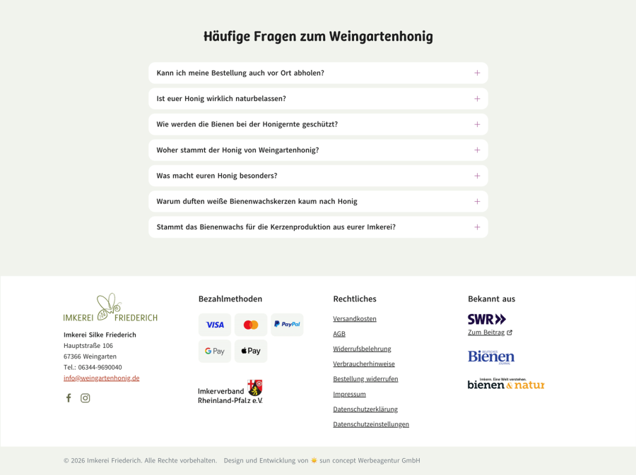 Webseite Imkerei Friederich