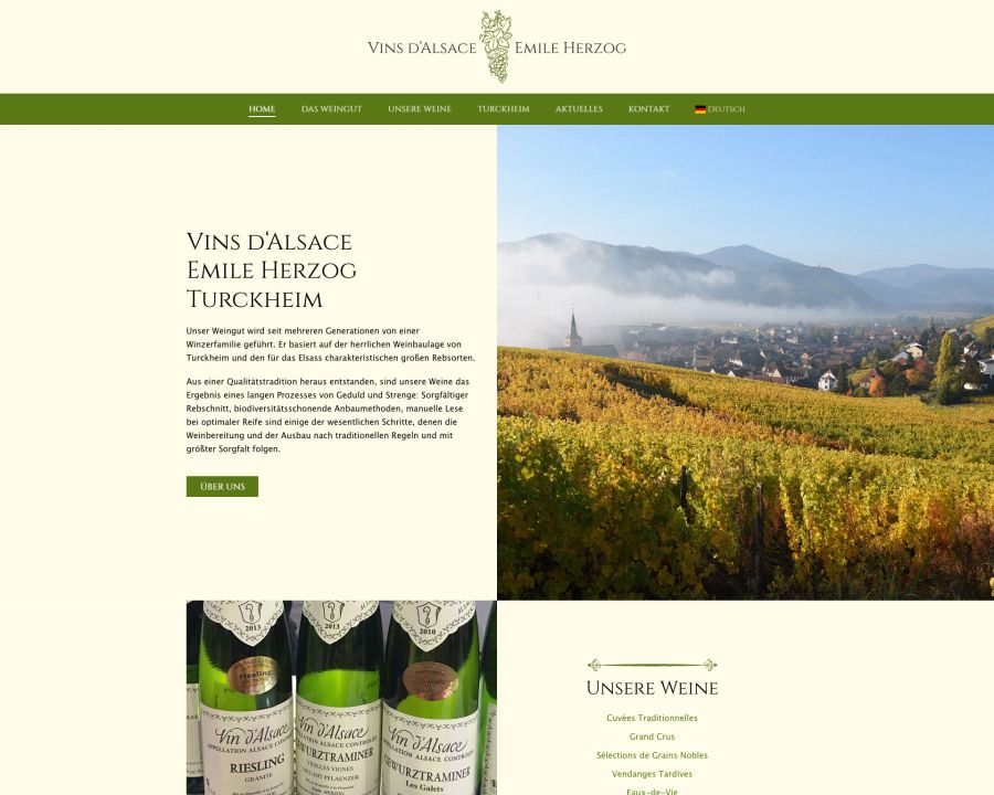 Webseite Vins d‘Alsace Emile Herzog