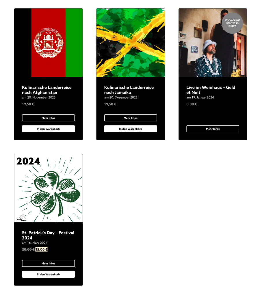 Webseite mein event shop