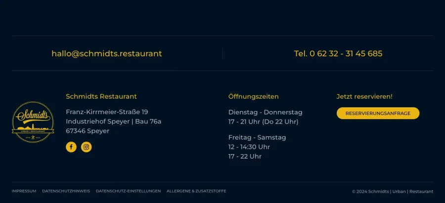 Webseite Schmidts Restaurant