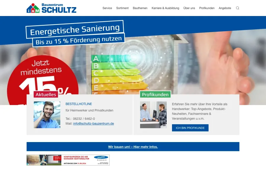 Webseite Schultz Bauzentrum