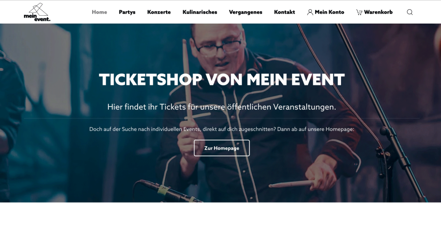 Webseite mein event shop