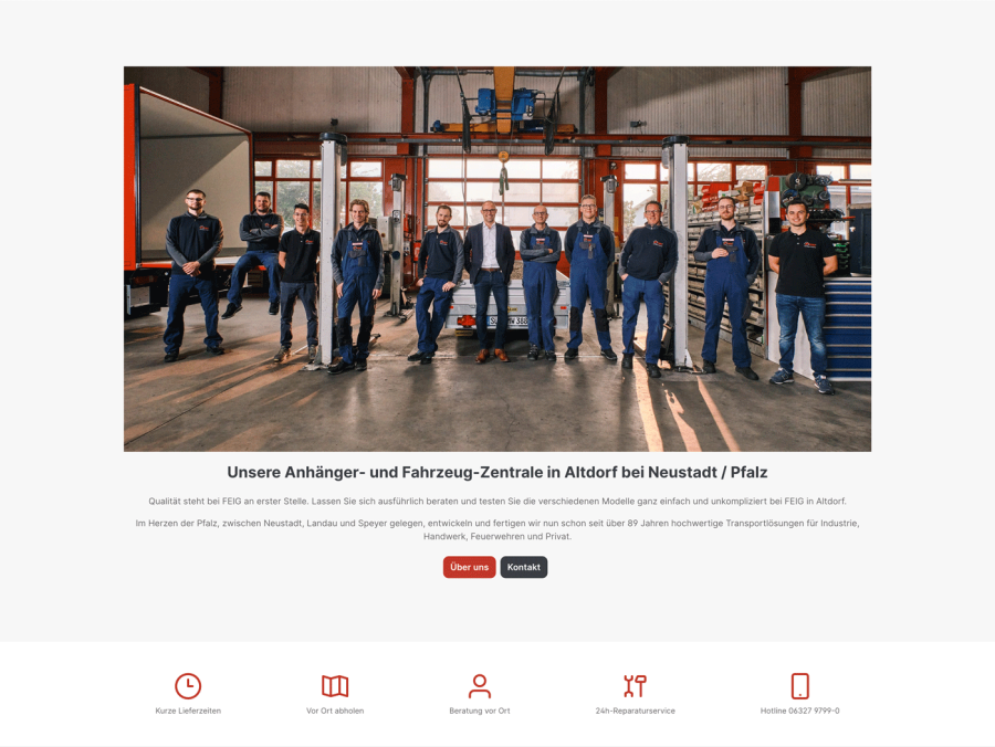 Webseite FEIG Anhänger Onlineshop