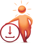 Männchen mit Download Symbol
