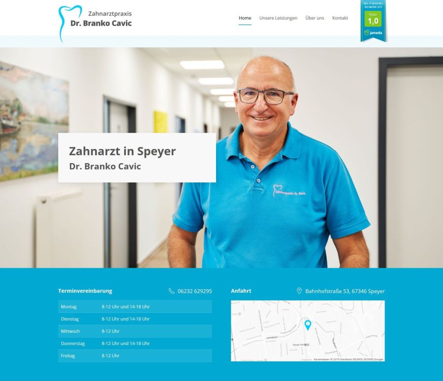 Webseite Zahnarztpraxis Dr. Cavic