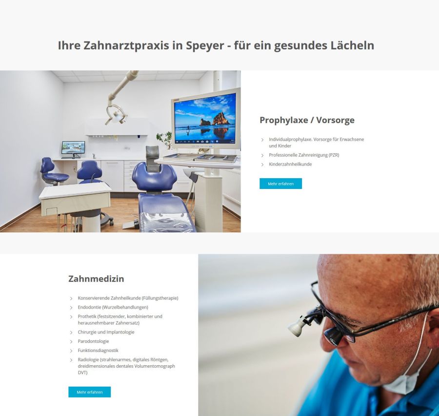 Webseite Zahnarztpraxis Dr. Cavic