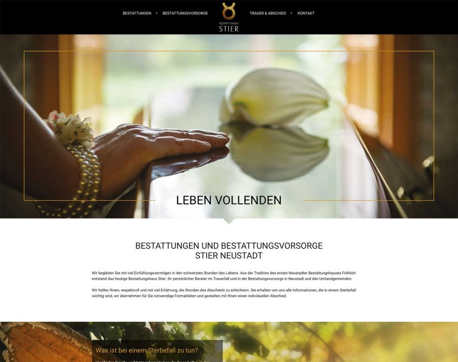Webseite Bestattungen Stier