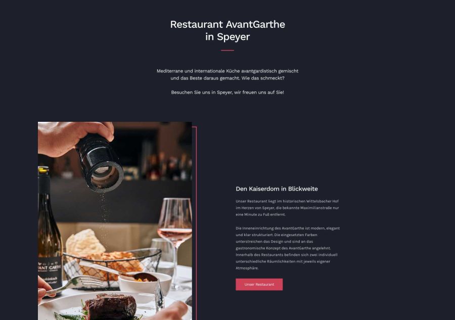 Webseite Avant Garthe Restaurant