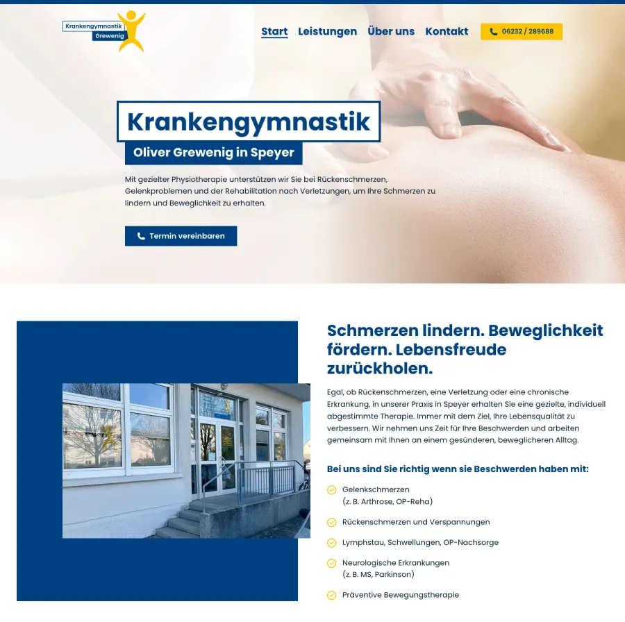 Webseite Krankengymnastik Grewenig