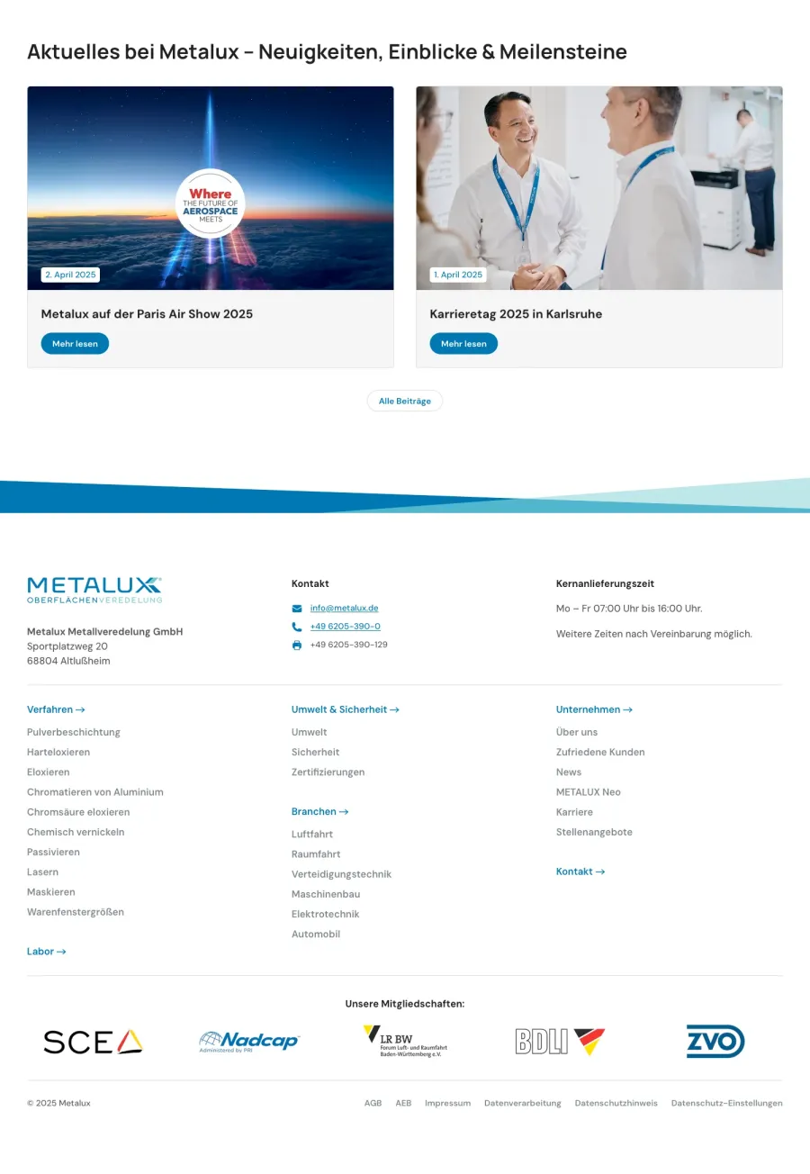 Webseite Metalux