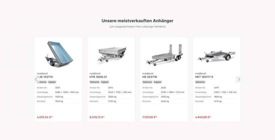 Webseite FEIG Anhänger Onlineshop