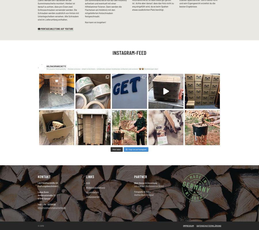Webseite Holzhackmanschette