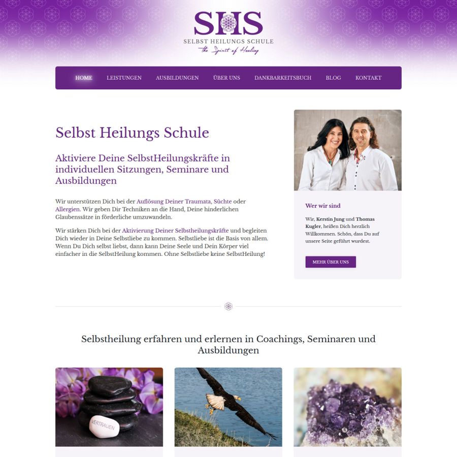 Webseite Selbst Heilungs Schule