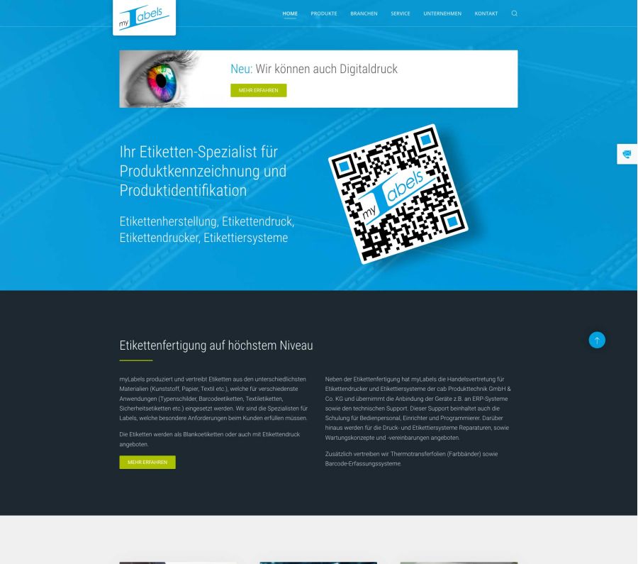Webseite myLabels