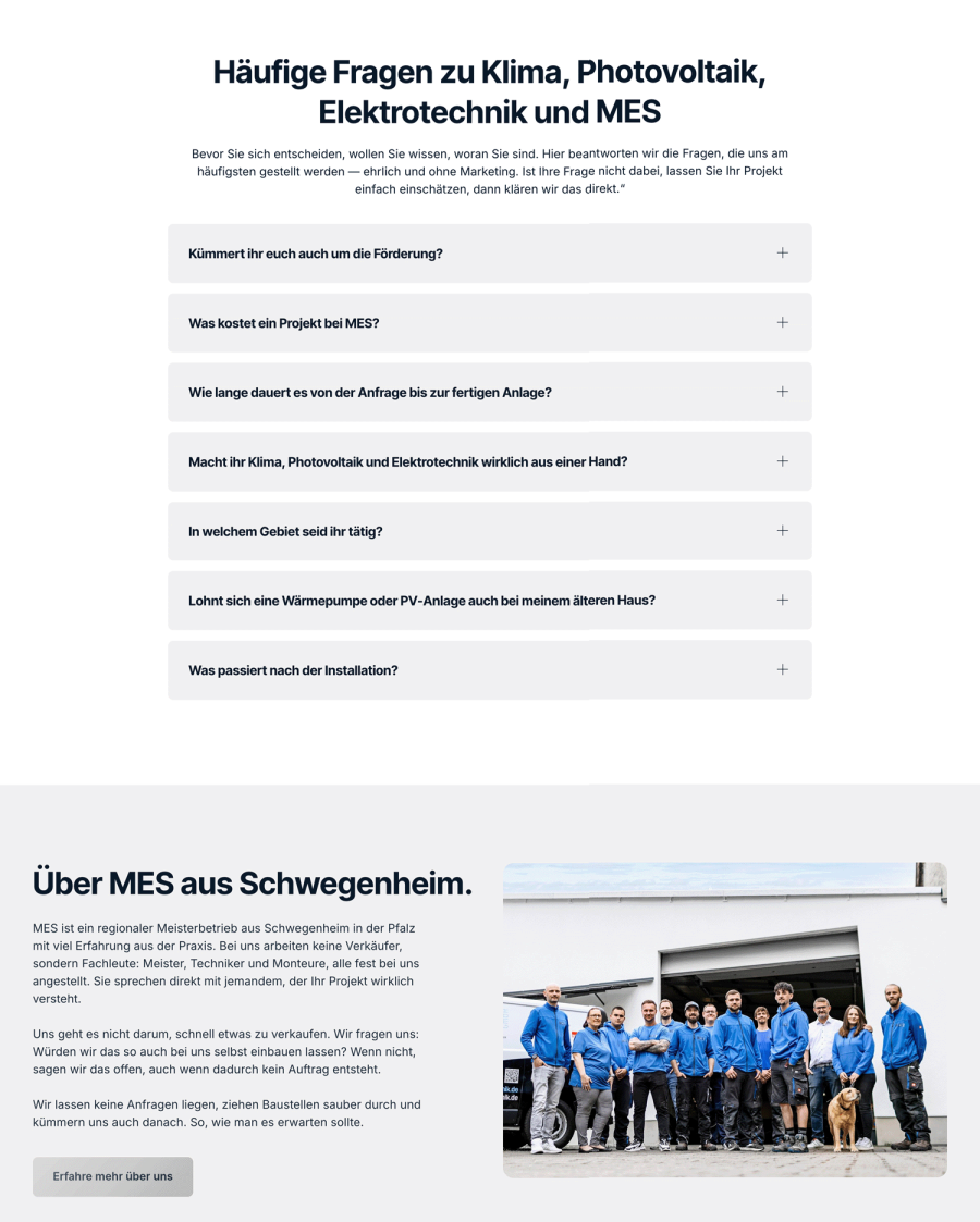 Webseite MES Klimatechnik