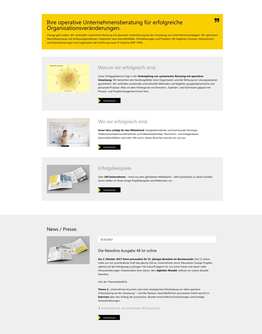 Webseite processline Unternehmensberatung