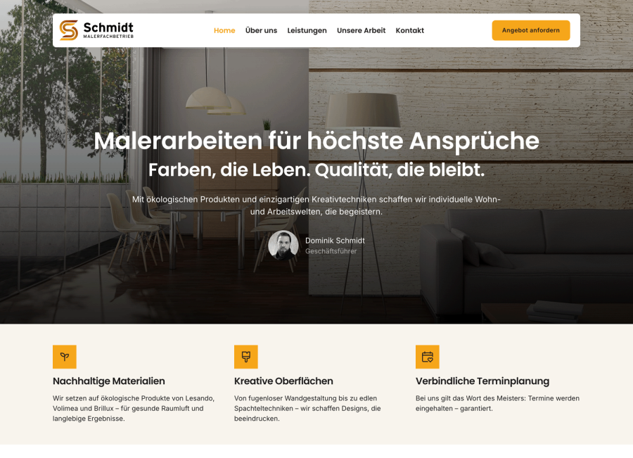 Webseite Schmidt Malerfachbetrieb