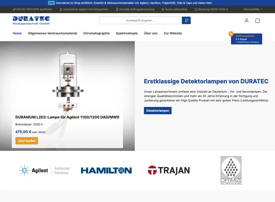 Webseite Duratec Shop