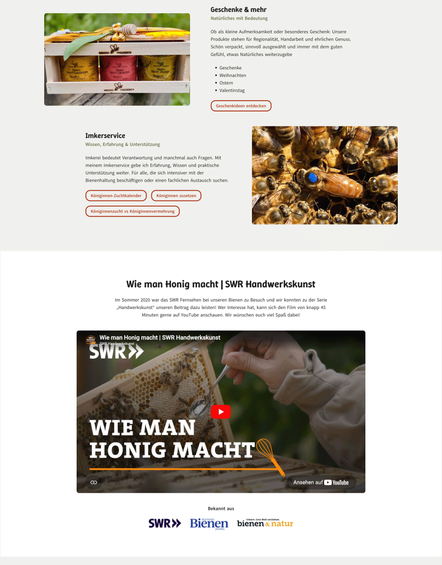 Webseite Imkerei Friederich