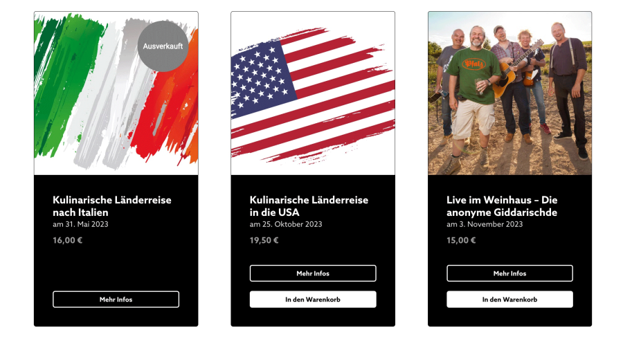 Webseite mein event shop
