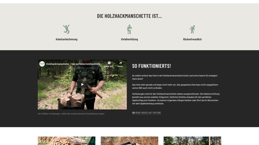 Webseite Holzhackmanschette