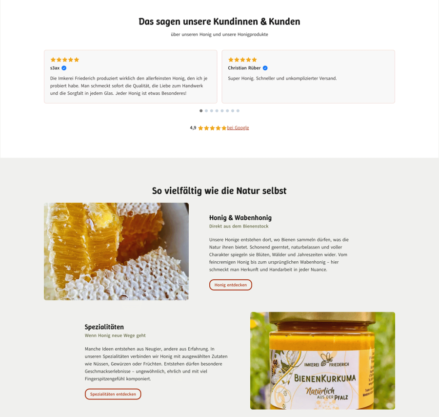Webseite Imkerei Friederich